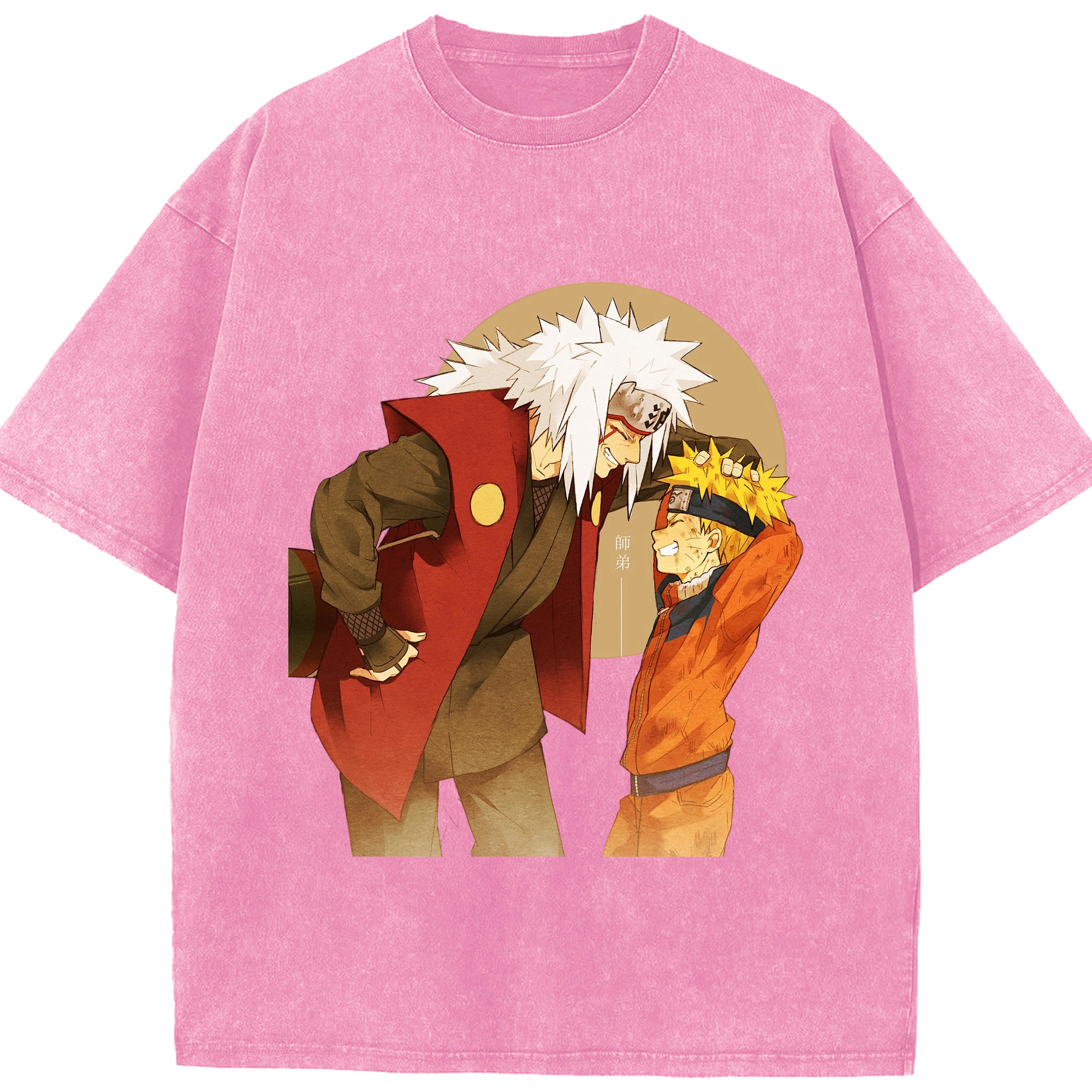 （画像用） NARUTO -ナルト- 自来也（じらいや） Jiraiya 綿100% ヴィンテージ風 半袖Tシャツ（フロントプリント）